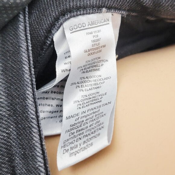 Good American Women's Black Dark Wash Good Legs Distressed Skinny Jeans Sz 4/27 - Picture 8 of 8